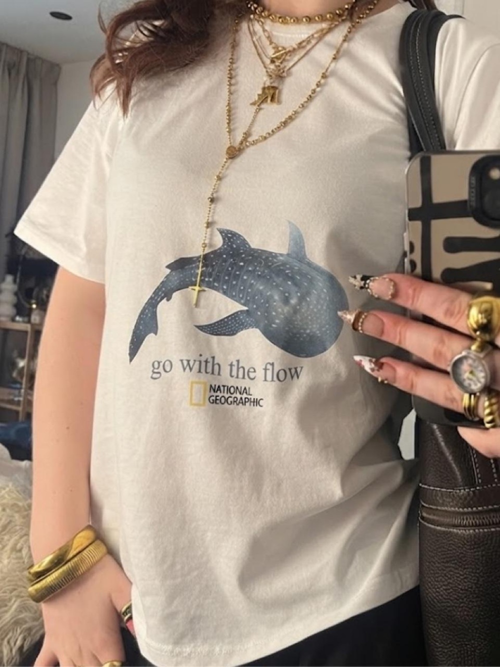 Gildan White Short Sleeve Tee with Blue Whale Graphic